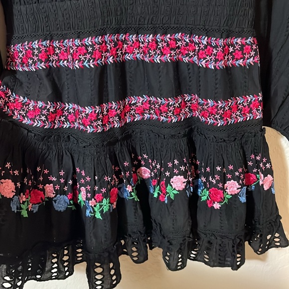 MISA Los Angeles Manuela mini cotton dress embroidered w long sleeves size‎ M - Picture 12 of 13